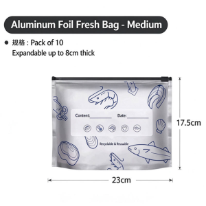 HLINKEY 10/20/30PCS Reusable Aluminum Foil Food Storage Bags Leakproof Freezer Organizer 0.17mm Thick Stand Up Pouch For Meat Veggies Fruits Kitchen Pantry Semi-transparent Aluminum Foil Fresh Bags