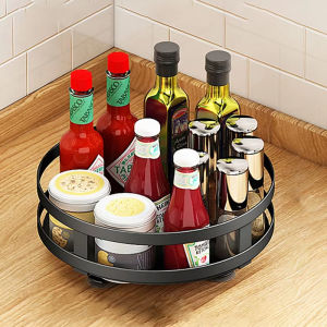 LUMAO  Simple Style Kitchen Condiment Organizer Rack Kitchen Spice Rack 360° Rotatable Seasoning Rack Rak Bumbu Dapur specialty kitchen tools 酱料架