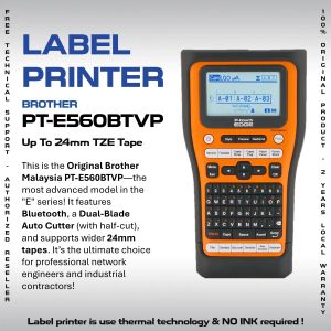 Brother P-Touch PT-E560BTVP Label Printer | HSe | Bluetooth | Apps Print | Max 24mm | 30mm/s