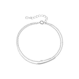 UNIITY Hai lớp Vòng tay chuỗi zircon Tốt Nhẹ Phụ kiện trang sức Ngọt ngào Màu bạc Vòng tay bạc Phụ nữ