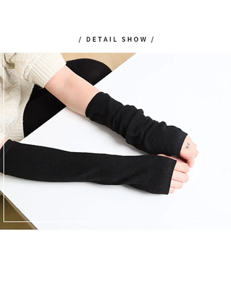 Knitted Gloves，Winter Women Arm Warmer Fingerless Long Gloves