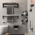 [SG Stock]Black Bathroom Storage Hardware Storage Rack Towel Rack Folding Towel Hanger Toilet Brush Bathroom Accessorie. 