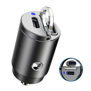 Sanptoch Mini Invisible Car Charger Adapter 60W Fast Charging USB Type C PD30W + QC3.0 Dual Port Metal Quick Charge Compatible with iPhone 16 15 14 13 12 11 Pro Max iPad Samsung Huawei Xiaomi