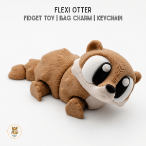 Flexi Otter Fidget Toy & Bag Charm | Cute Desk Accessory & Stress Relief Keychain | Eco-Friendly PLA
