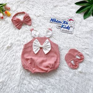 Body tai thỏ bé gái 3 đến 12kg Bodysuit chất lụa ướt + đũi cara A402