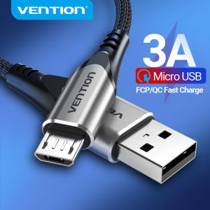 Vention Micro USB Cable Fast Charge USB Data Cable 3A Nylon for Samsung Huawei Xiaomi Oppo Vivo LG Nexus Nokia Moblie Phone PS4 Tablet Android Cable USB to Micro USB 2.0 Fast Charging Cable