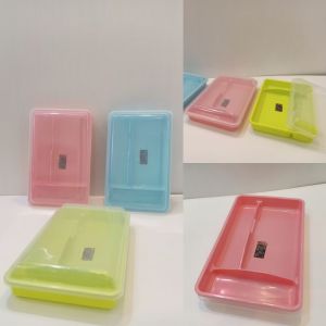 ที่เก็บช้อน ที่ใส่ช้อน ที่ใส่ตะเกียบ ที่วางช้อน กล่องเก็บช้อน ทรงเหลี่ยม มีฝาปิด ถอดล้างได้ ขนาด 35 *24* 7เซน คละสีพร้อมส่ง