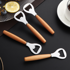 Wood Handheld Beer Bottle Opener Stainless Steel Bottle Opener Barware Bottle Openers Engraved Gift for Kitchen Wedding Party
