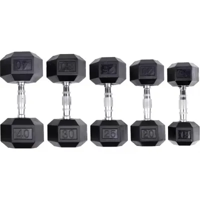 Hex Dumbbell 5LBS - 100LBS (1 PIECE) Rubberized Hexagon Dumbbbells with Metal Handle (1 PIECE)