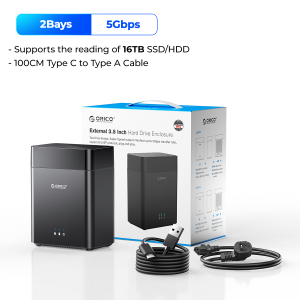 ORICO DS Series 5 Bay 3.5 Type-C Hard Drive Enclosure  SATA3.0 HDD Case Support 12V6.5A Power
