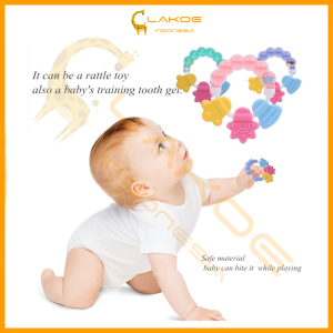 LAKOE Mainan Rattle Genggam Bayi Plastik Dengan Teether Gelatin