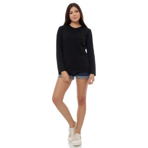 Kaos Polos Wanita Oneck Lengan Panjang Bahan Katun Combed 30s Warna Hitam Solid