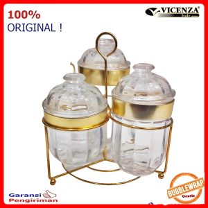 Toples Lebaran Toples Kaca Kedap Udara Plus Rak putar Vicenza VGC 7504