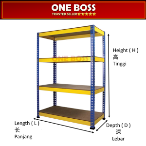 [READY STOCK] 1BOSS 4 Level Boltless Heavy Duty Adjustable Rack Warehouse Store kitchen office file multipurpose rack