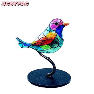 JCSYFAC Màu Acrylic Chim Trên Chi Nhánh Máy Tính Để Bàn Đồ Trang Trí Hai Mặt Nhiều Màu Phong Cách Chim Thủ Công Bức Tượng Máy Tính Để Bàn Đồ Trang Trí
