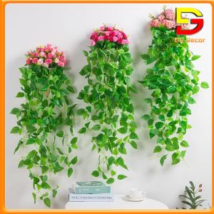 Giỏ Hoa Treo Tường Hoa Trang Trí Ban Công Dài 80cm Cắm Sẵn Nhiều Mẫu Tặng Móc Treo DC_126