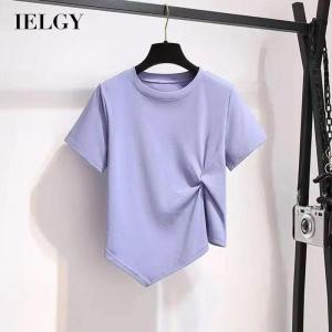 IELGY Western style niche irregular t-shirt all-match thin female ins style