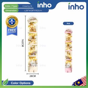 INHO L28/30cm Zipper Doll Storage Bin Large Capacity Transparent Toy Storage Organizer With Roller