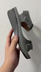 【Free Shipping】New Summer Comfortable Womens Wedge Sandals 2025 Retro Womens Sandals Round Toe Stitched Hole Shoes Plus Size