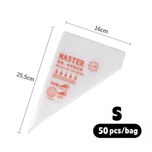 100PCS/50PCS Disposable Icing Piping Cake Pastry Tip Cupcake Decorating Bags Top selling disposable piping bag set of 100 pieces | Baking hexagonal flower mouth set | Cake decoration flower squeezing tool