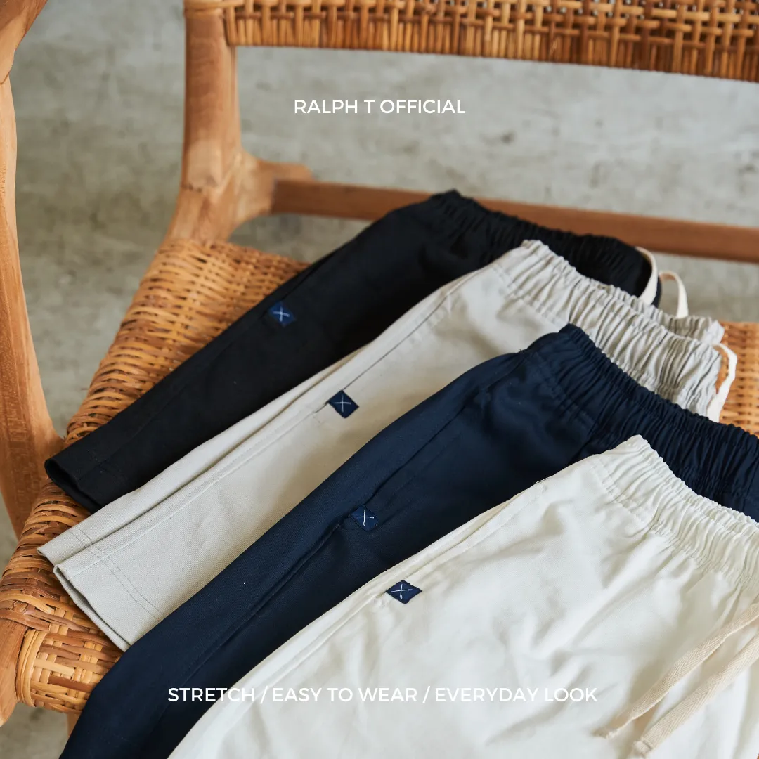 RALPH T OFFICIAL กางเกงขาสั้นผู้ชาย เอวยางยืด TOKYO RALPH T กางเกง ขาสั้น ชาย ผ้ายืด สีเบจ สีขาว สีดำ สีกรมท่า สีเทา สีเขียวเข้ม