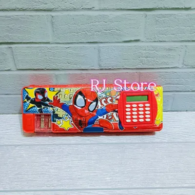 KOTAK PENSIL MAGNET KALKULATOR ADA RAUTAN PENSIL/ TEMPAT PENSIL KARAKTER KARTUN