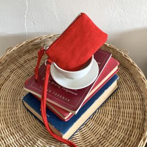 78YUANFF Leopard Print Suede Coin Purse Small Wallet Portable Women Shoulder Bag  Lipstick Key Bag Travel Neck Bag