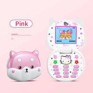 H55 Cute Mini Koki Flip Girl Phone 1.8 inch SOS Bluetooth MP3 Player FM Radio Cartoon Dual SIM Kids Children Mobile Phone PK K688