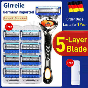 【One year warranty】Razor Set Razor Cutter Head Holder 5 Layers Razor 1 Razor Holder + 8 Blades Replacement Shaver Head Razor Set