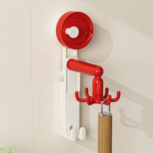 Suction Cup Hook Kitchen Six-claw Rotating Hook Bright Color Punch-free Spatula Spoon Storage Wall-mounted Rack 吸盘六爪旋转挂钩收纳架 Rak Simpanan Cangkuk Berputar Enam Cakar Sedutan
