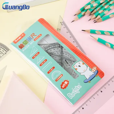 Children Day Gifts Guangbo Students Ruler Set Including 15cm Ruler Isosceles Triangle ruler Protractor Right Angle Triangle Ruler Multifunctional Stationery Straight Tool Measuring Plastic Ruler for Math Class H05016