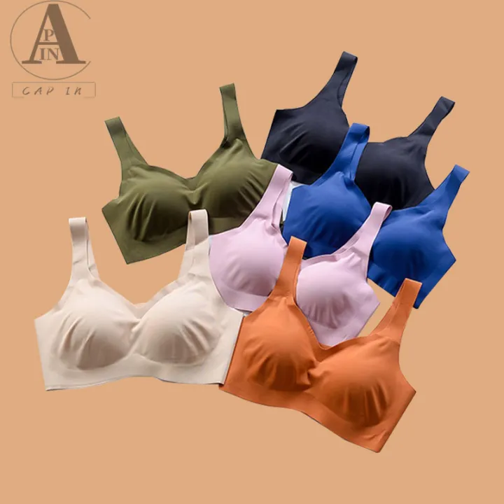 Women's Soft Bra 2PCS Rimless Tank Pads Daily Sport Underwear Elegant  Breathable Bralette Lightly Lined Brasiere Push Up Sexy Bras