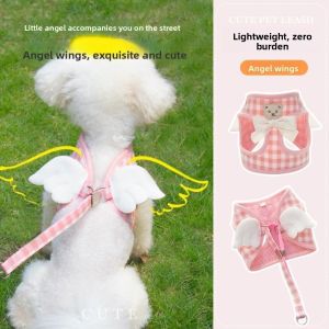 EQUOMT Adjustable Cat Dog  Harness Set Comfortable Breathable Pet Chest Strap Cute with Leash Cat Rope Vest Small Medium Dog