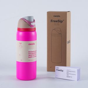 Owala FreeSip ขวดสแตนเลสสตีลเก็บความเย็นขวดพร้อมหลอดน้ำไร้สาร BPA เหมาะสำหรับการเดินทาง24ออนซ์ขี้อาย