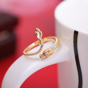 2024 Shenlong Swing Tail Adjustable Ring Year of the Dragon Benming Year Jewelry Money Fortune Good Luck Golden Dragon Tail Ring Year of the Dragon Accessories