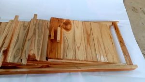 ชั้นวางของ6ชั้นพับได้ลงเคลือบเงา ป้องกันเชื้อราและรักษาเนื้อไม้กันน้ำกันแดด ขนาดสูง 99 ซม กว้าง 32 ซม ความห่างระหว่าง 13 ซม