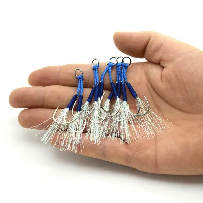 (1PCS)10#-20# Fishing Hook Assist Hooks Jig Lure Double Hook Slow Fast Double Pair Jigging Fishjig Assist Hooks