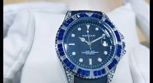 New model diamond-encrusted black Submariner Kingston automatic mechanical watch with rubber strap fashionable luminous mens waterproof watch