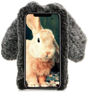 For Samsung Galaxy A53 A21S A32 A52 A72 A12 A42 A11 Note 10 lite S10 lite A50 A51 A71 S21 Ultra Plus Case Rabbit Warm Furry Fluffy Ball Hair Plush Bumper Case