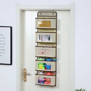 GOUPDO Cửa sổ PVC trong suốt Giá để đồ treo cửa Tiết kiệm không gian Bền bỉ Túi đựng đồ phía sau cửa 3/4/5 tầng Túi đựng đồ treo tường Sử dụng tại nhà