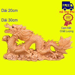 Tượng con rồng linh vật tuổi thìn dài 15cm đến 30cm chất liệu gỗ hương