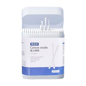 DuoDuo 200Pcs Cotton Swab For Baby Portable Home Mini Cotton Buds Baby Cleaning Cotton Buds Disposable Ear Nose Cleaning Tipped
