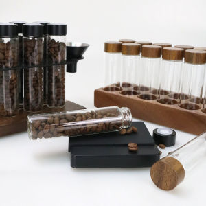 Single Dose Coffee Bean Storage Tubes With Exhaust Valve 17g-22g Container Display Rack With Funnel Art Rack Decor Cafe Tools