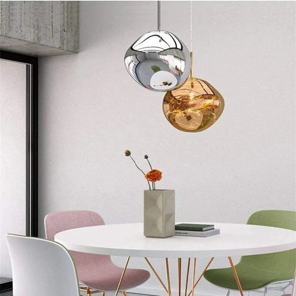 5037] Claxy Lava Glass Melt Mirror Ball Ceiling Lamp, Irregular