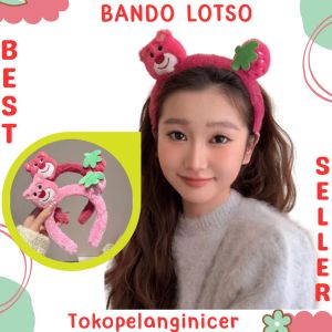BANDO BERUANG LOTSO TELINGA - BENDO STRAWBERRY BEAR KOREA / BANDO BULU WANITA KOREA CUTE- BANDO ANAK