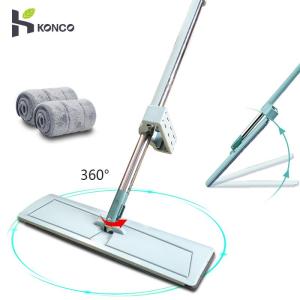 Konco Mop Floor Cleaning Microfiber Mop Squeeze Flat Mop 360 Rotation Spin Mop Wet/Dry Floor Cleaning Hand Wash Free