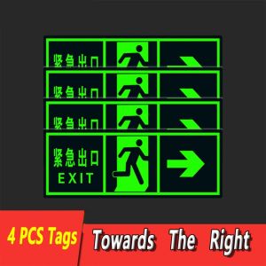 Safety Exit Signs Luminous Wall Stickers Warning Evacuation At Passages Intersections Sign