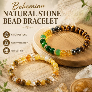 Bohemian Natural Stone Bead Bracelet Crystal Bead Promotes Abundance Good Luck Wealth Yellow Luxury