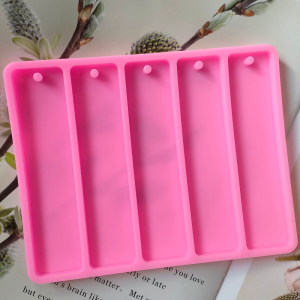 Rectangle Silicone Bookmark Mold DIY Bookmark Mould with Hole Making Epoxy DIY Craft Silicone Pink Resin Mold