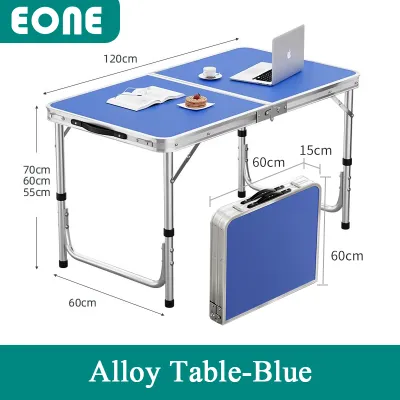 EONE portable Aluminum folding table with chair heavy duty outdoor folding camping long table stall floor promotion home aluminum alloy outdoor dining table and chair set with storage Convenient and quick